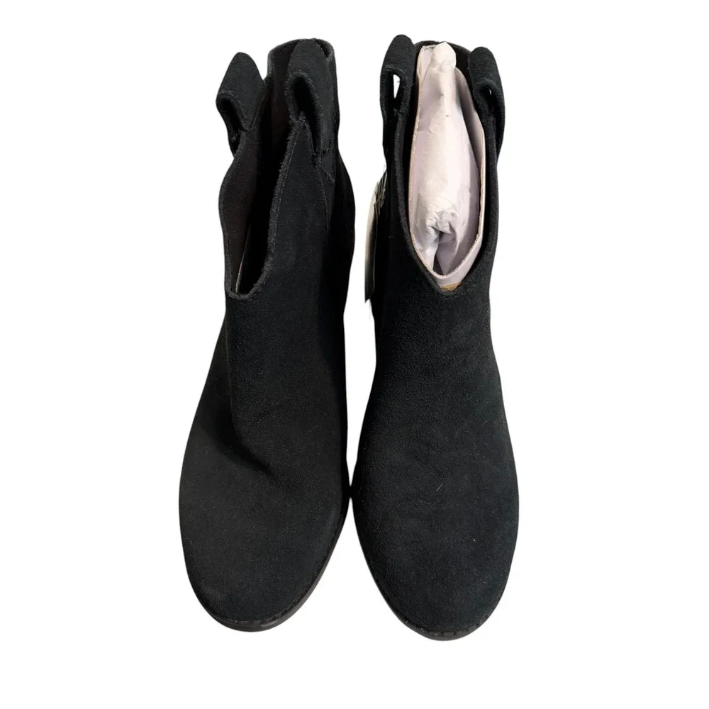NWT‎ TOMS Constance Black Suede Western Ankle Boots Women Size 6 Cowboy
